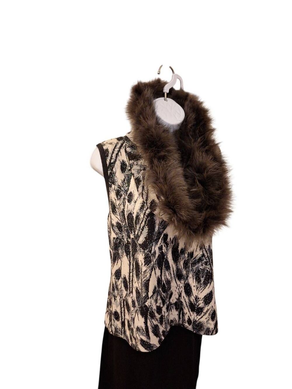 St. John Knit Vest & Faux Fur Neck